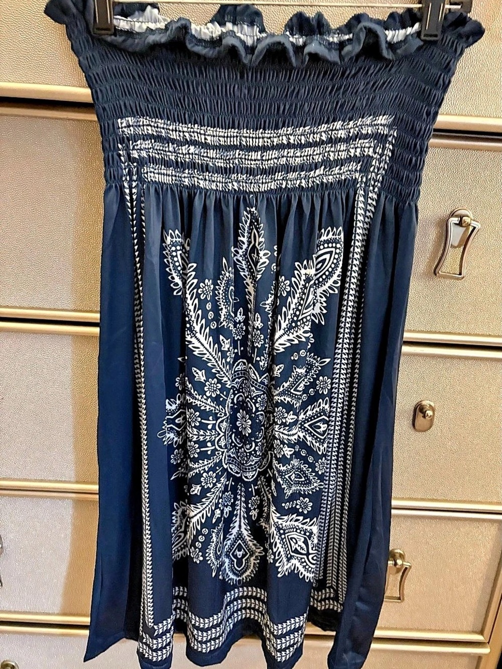 Paisley Maxi dress one size  in Blue & White Like New